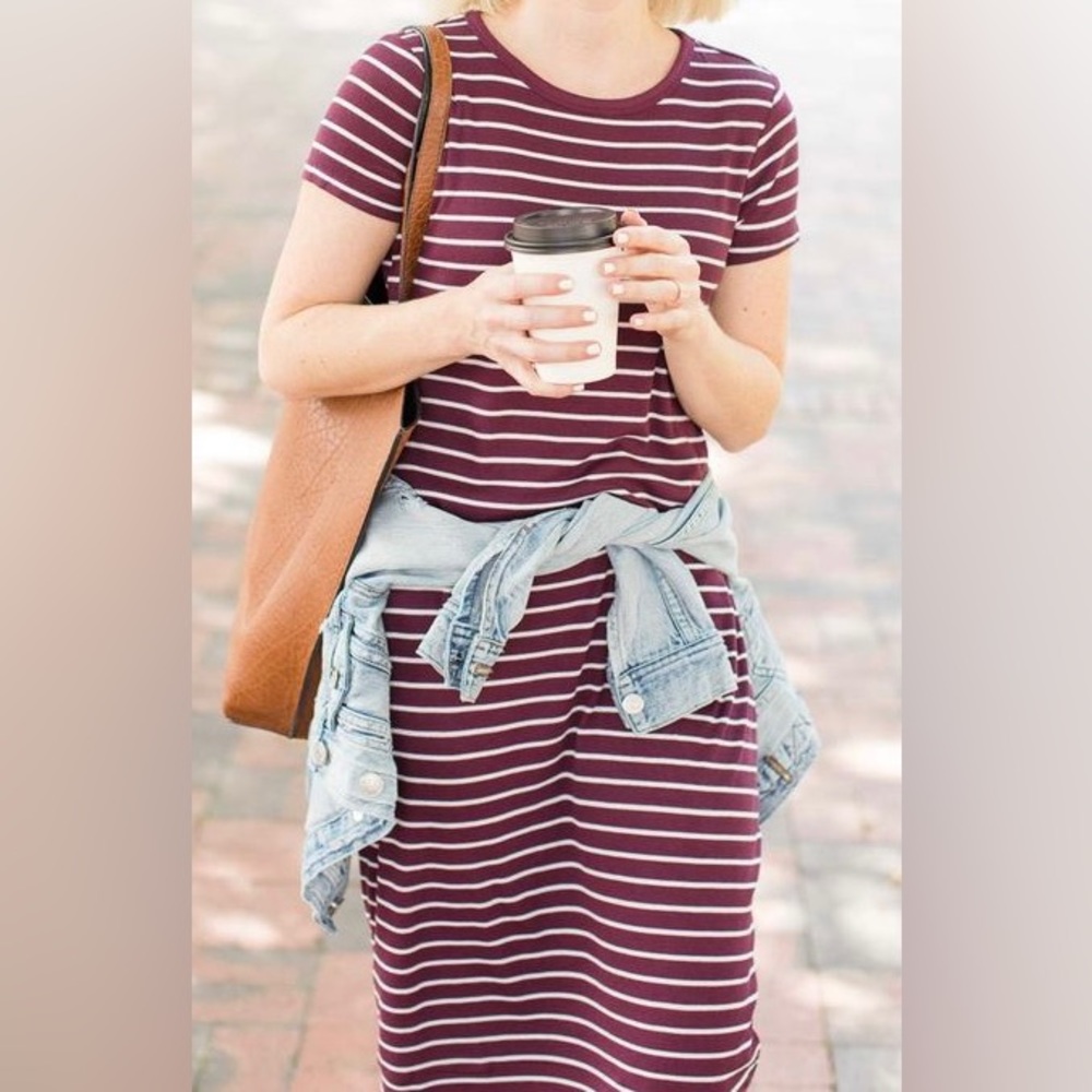 Stretchy Knee length Striped Dress - Picture 4 of 4